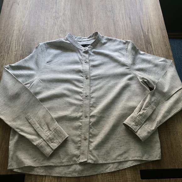 Rag & Bone Linen Blend Nehru L/S Shirt - Picture 1 of 6